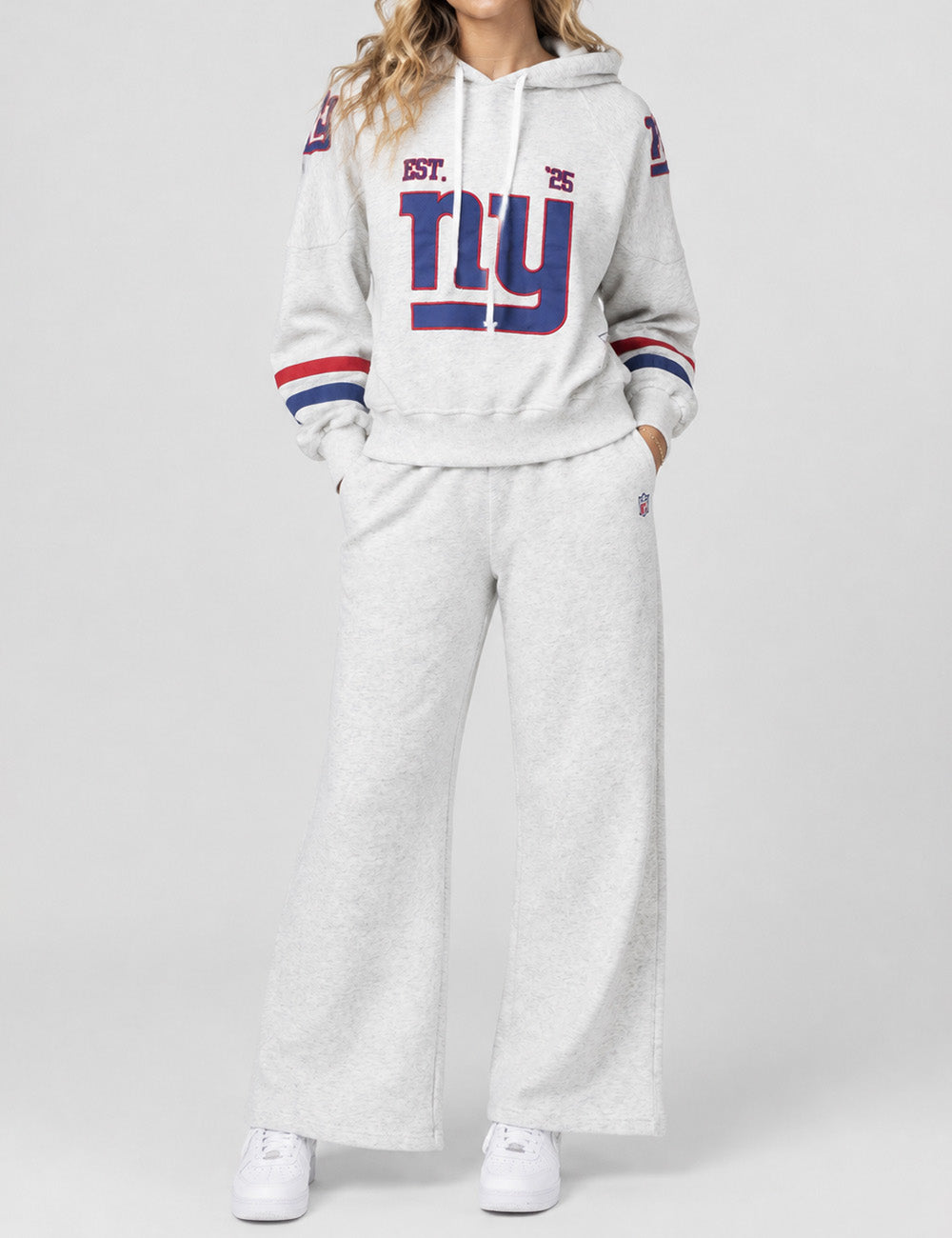 Ladies Team Graphic Embroideries Straight-Cut Legs Sweatpants