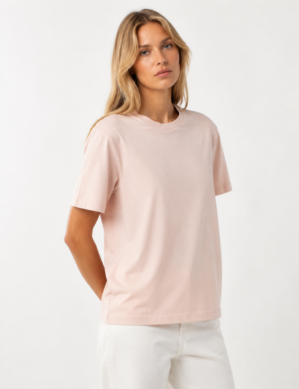 Ladies Casual Solid Round Neck Short Sleeves Basic T-Shirt