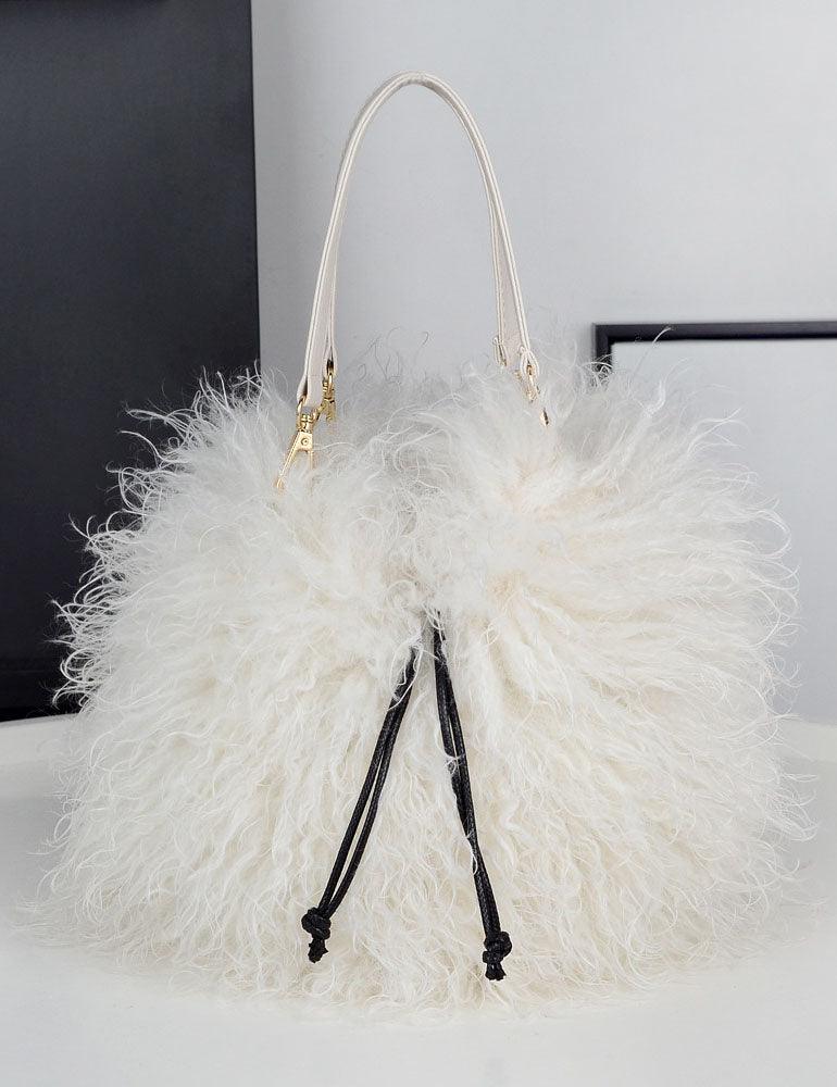 Ladies Faux Mongolian Fur Hand Bag SKABG4093
