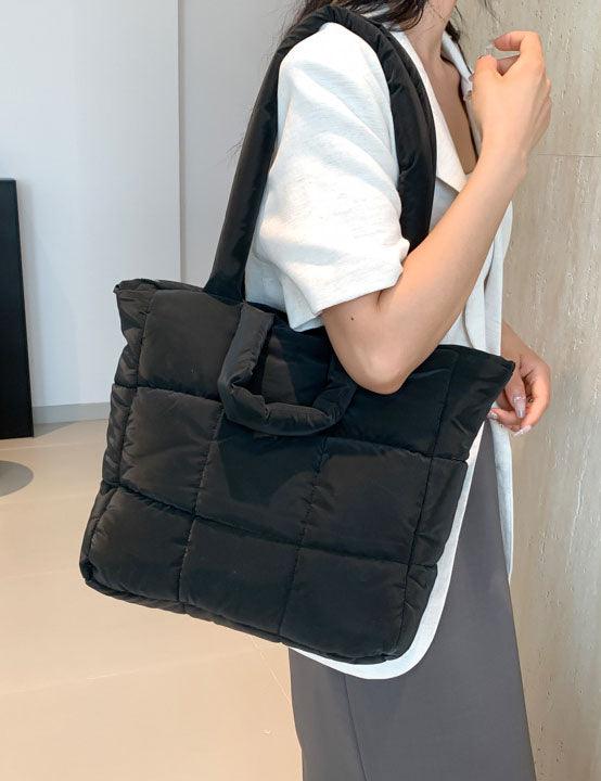 Ladies Puff Solid Color Padded Cloud Tote Bag SKAB4132