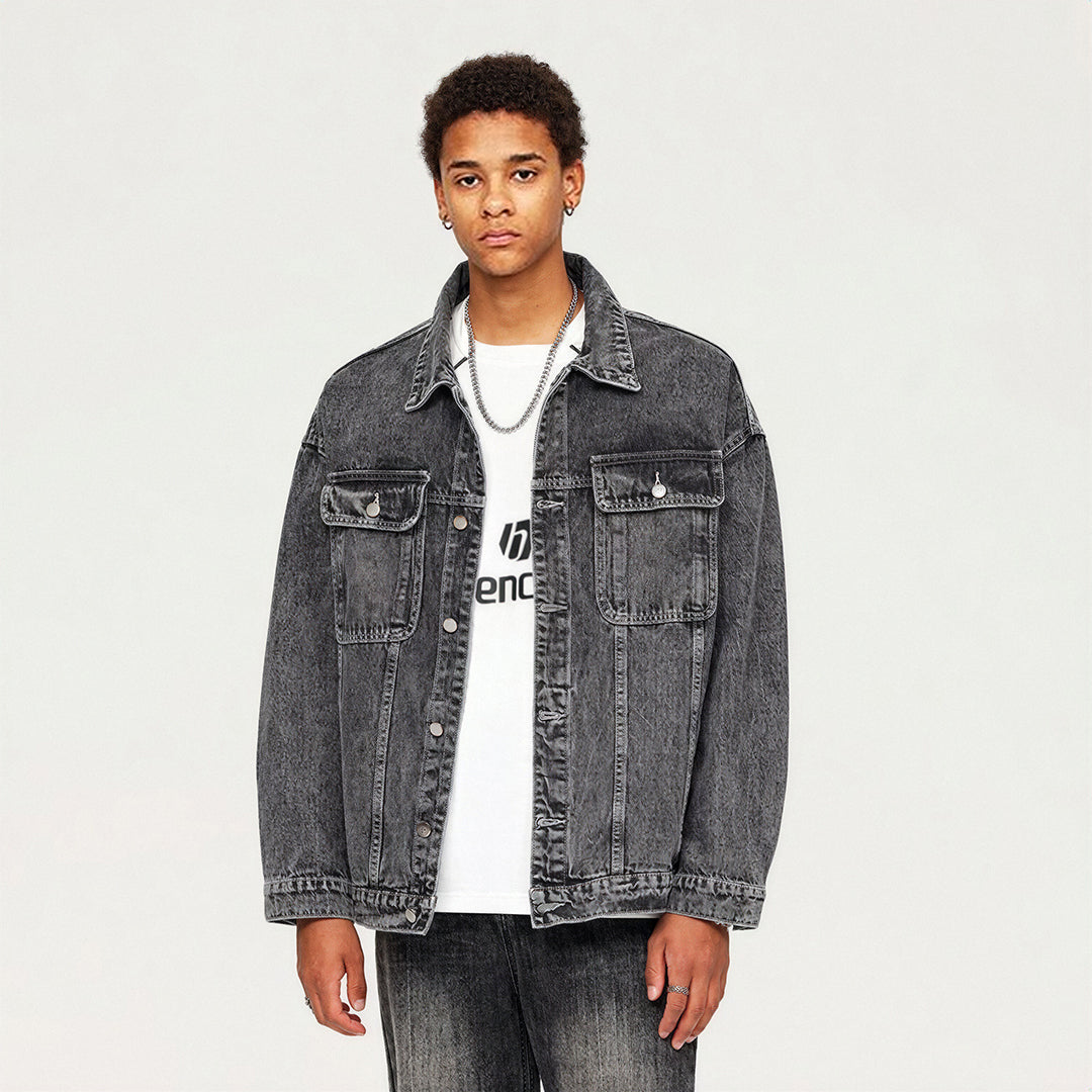 Men's Spring Vintage Washed Denim Trucker Jacket
