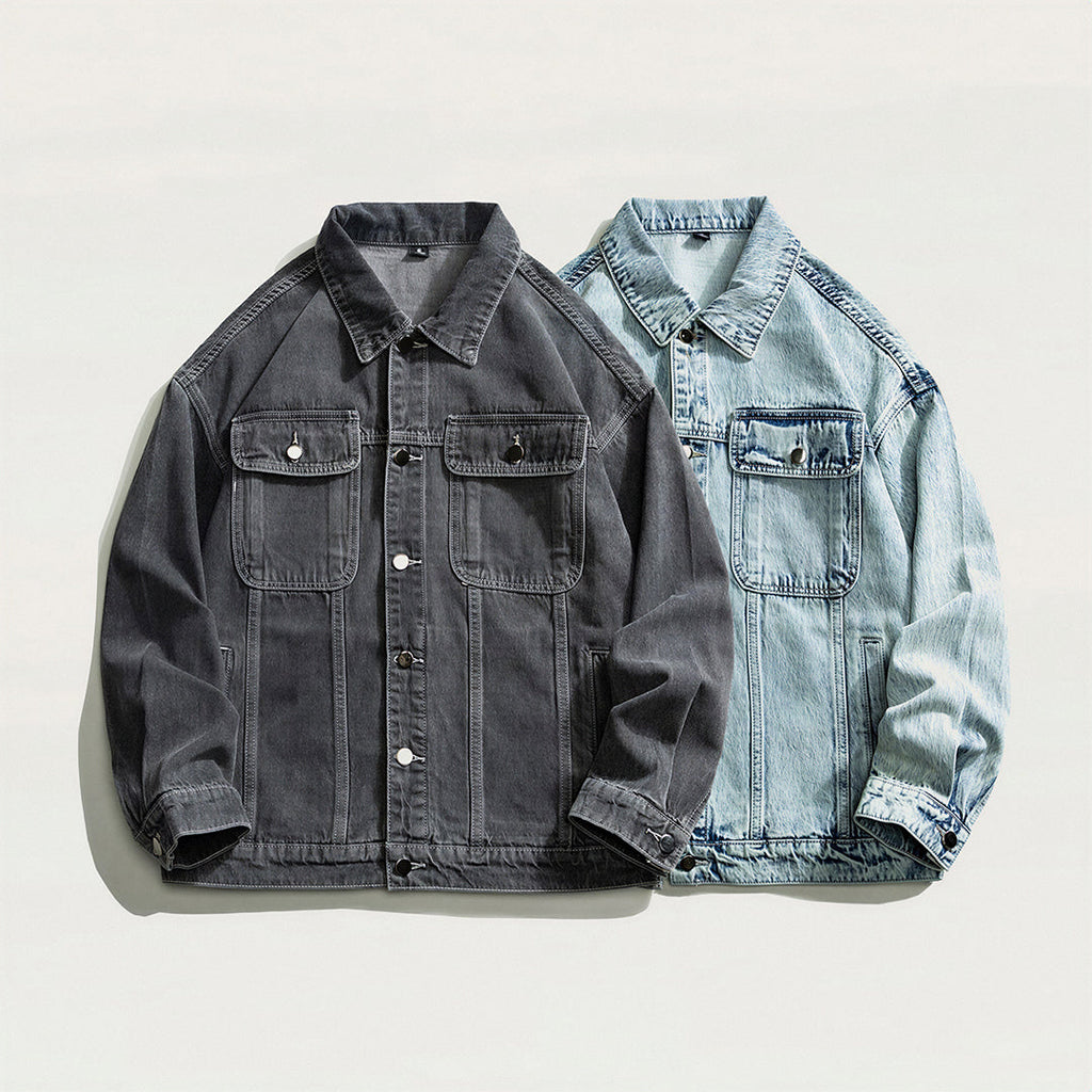 Men's Spring Vintage Washed Denim Trucker Jacket
