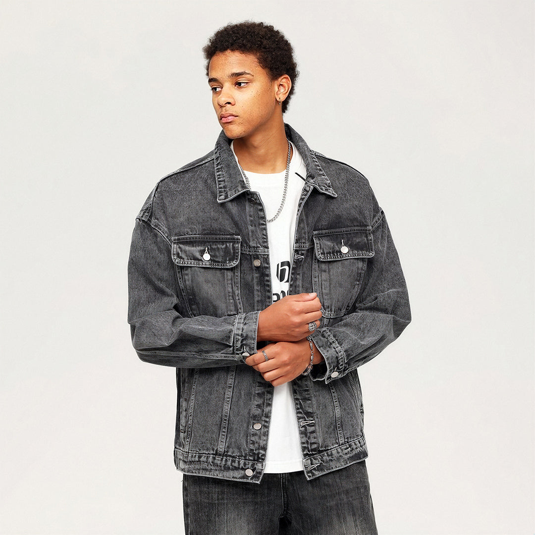 Men's Spring Vintage Washed Denim Trucker Jacket