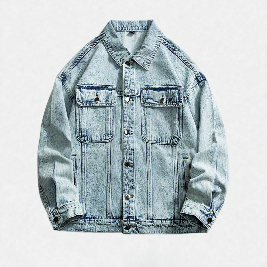 Men's Spring Vintage Washed Denim Trucker Jacket