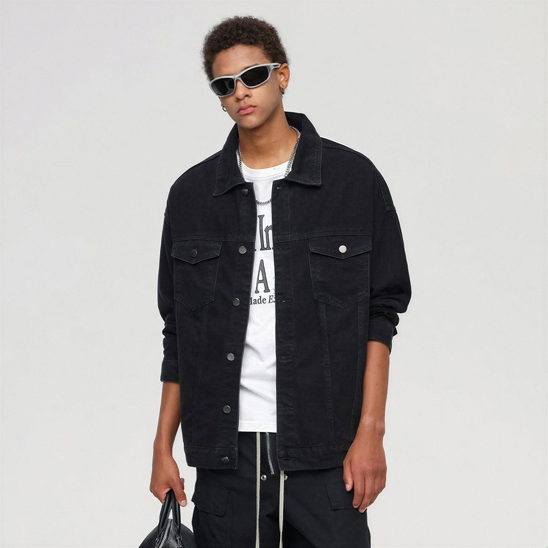 Unisex Spring Vintage Washed Oversized Denim Trucker Jacket