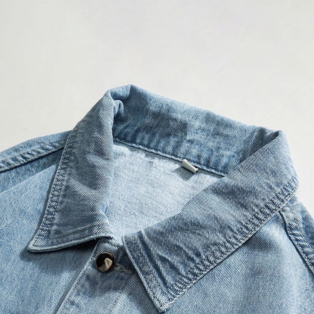 Unisex Spring Vintage Washed Oversized Denim Trucker Jacket