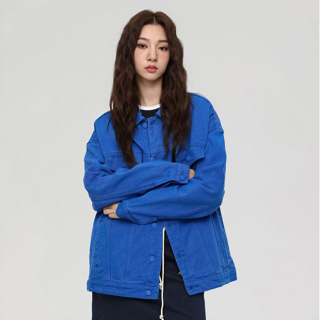 Unisex Spring Vintage Washed Denim Trucker Jacket