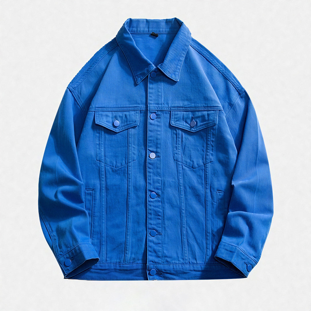 Unisex Spring Vintage Washed Denim Trucker Jacket