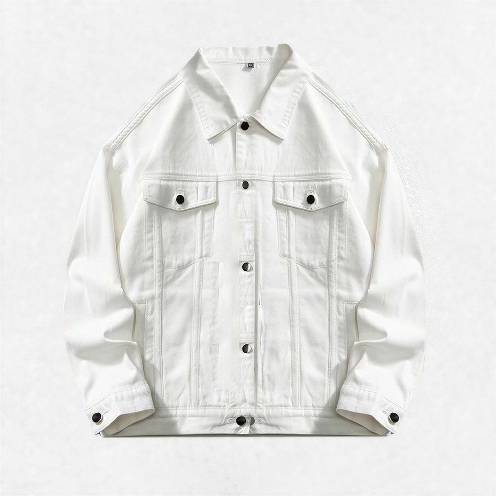 Unisex Spring Vintage Washed Denim Trucker Jacket