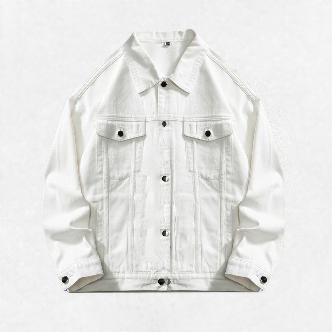 Unisex Spring Vintage Washed Denim Trucker Jacket