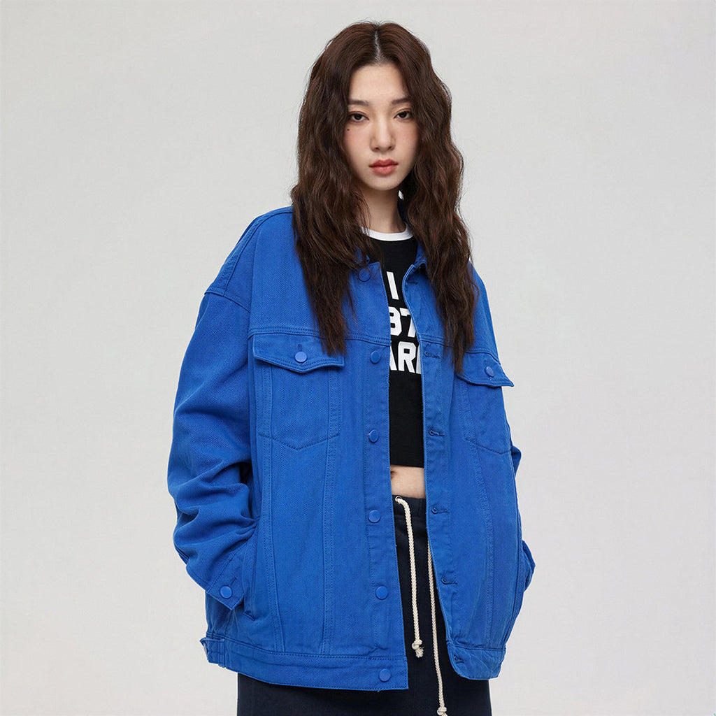 Unisex Spring Vintage Washed Denim Trucker Jacket