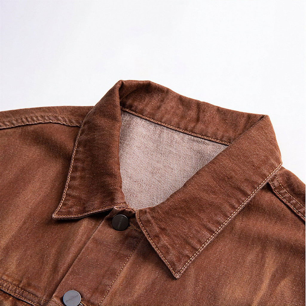 Unisex Spring Vintage Washed Denim Trucker Jacket