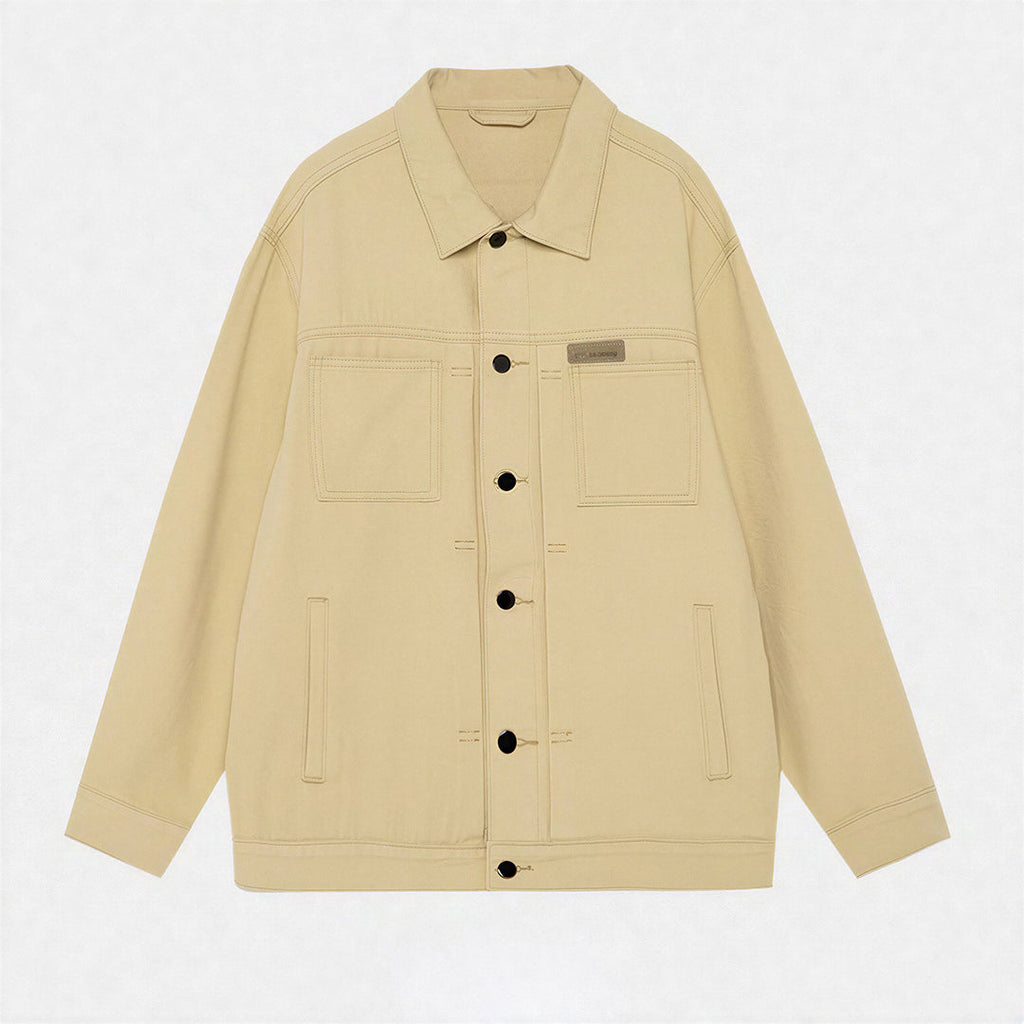 Men's Spring Solid Color Classic Lapel Denim Trucker Jacket