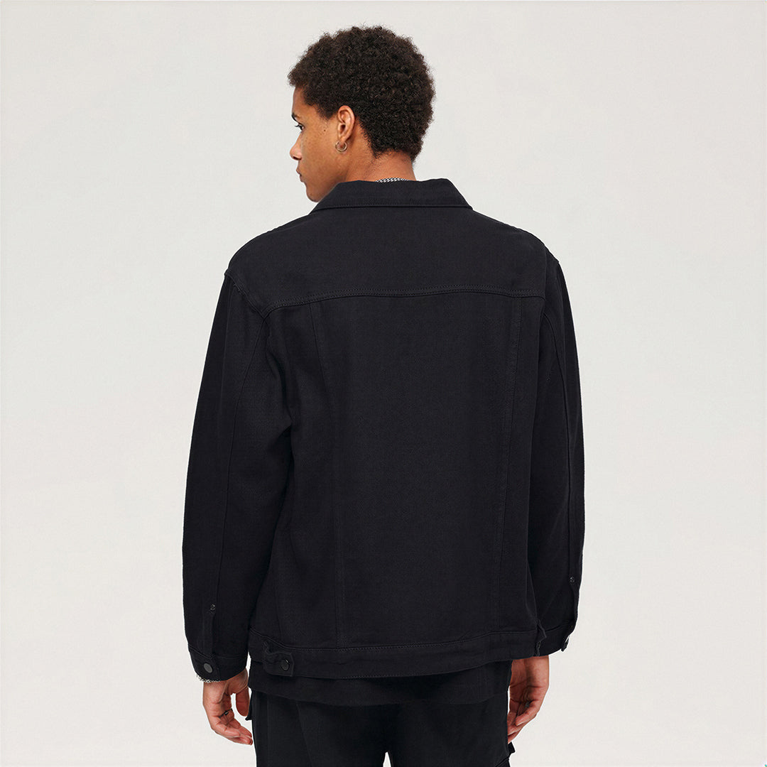 Men's Spring Solid Color Classic Lapel Denim Trucker Jacket