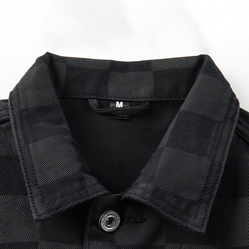 Unisex Spring Checkerboard Oversized Denim Trucker Jacket