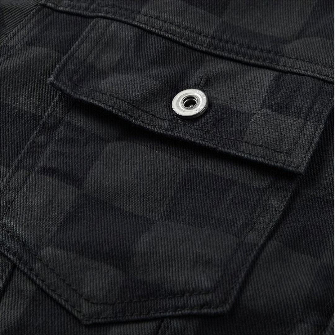 Unisex Spring Checkerboard Oversized Denim Trucker Jacket