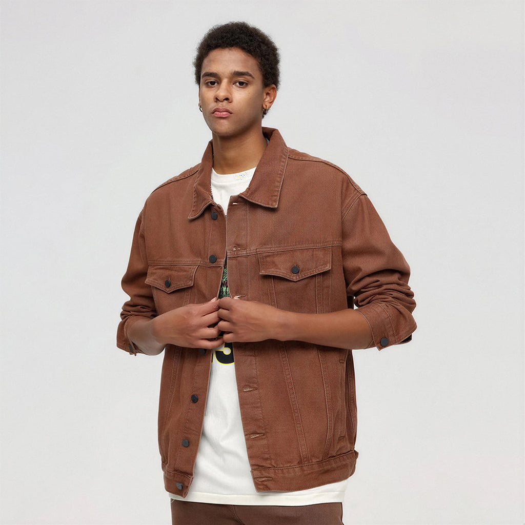 Unisex Spring Vintage Washed Denim Trucker Jacket