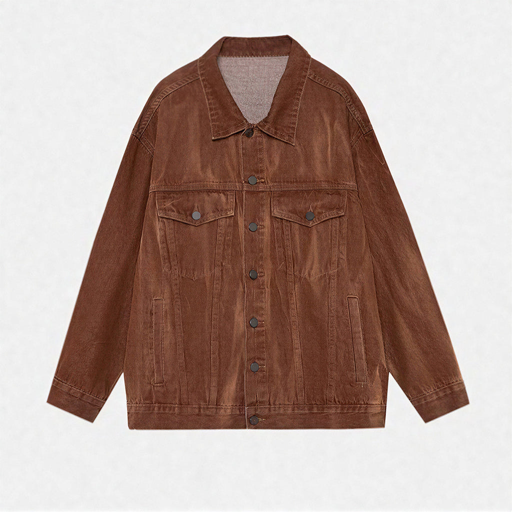 Unisex Spring Vintage Washed Denim Trucker Jacket