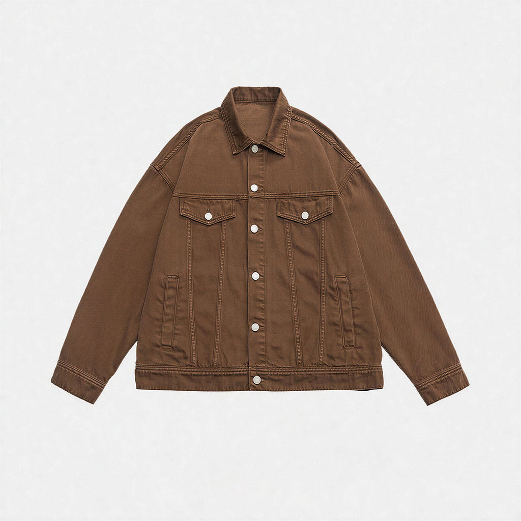 Unisex Spring Pigment Dyed Oversized Denim Trucker Jacket
