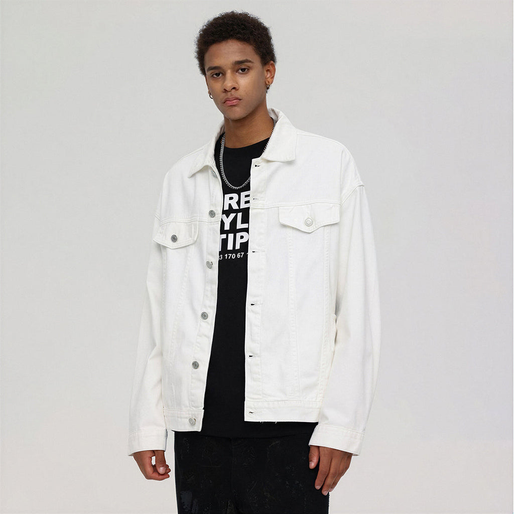 Unisex Spring Pigment Dyed Oversized Denim Trucker Jacket