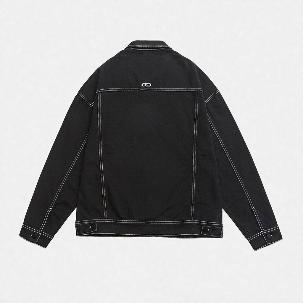 Unisex Spring Contrast Stitch Oversized Workwear Jacket