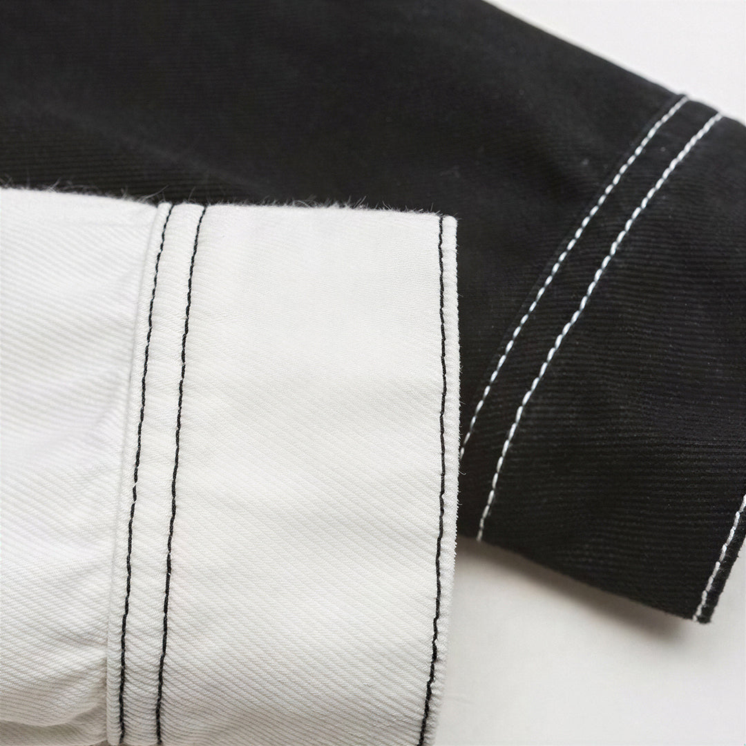 Unisex Spring Contrast Stitch Oversized Workwear Jacket