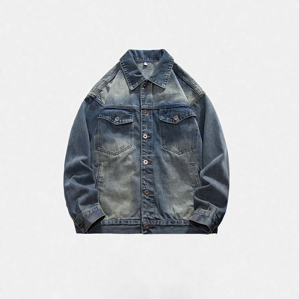 Unisex Spring Vintage Washed Oversized Denim Trucker Jacket