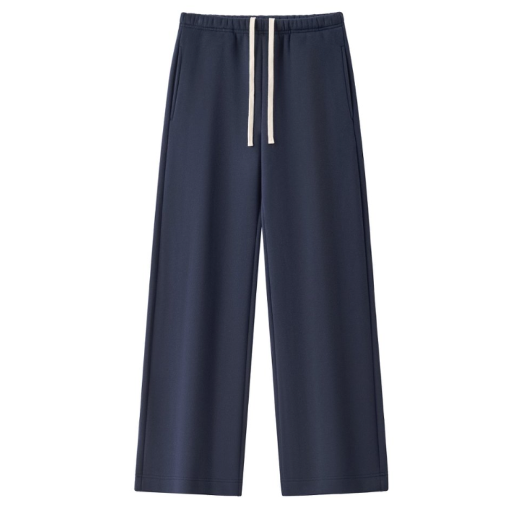 Unisex Spring Cotton Wide-Leg Drawstring Pocket Sweatpants