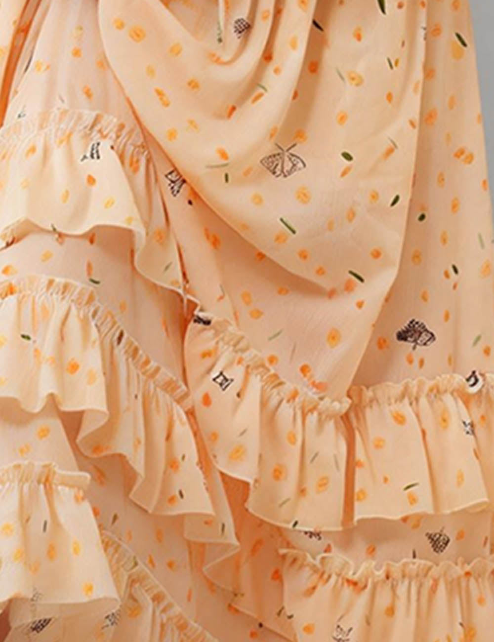 Ladies Floral Print Ruffle Blouse & Maxi Skirt Matching Set