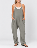 Ladies Relaxed Fit V-Neck Spaghetti Strap Vacation Jumpsuit