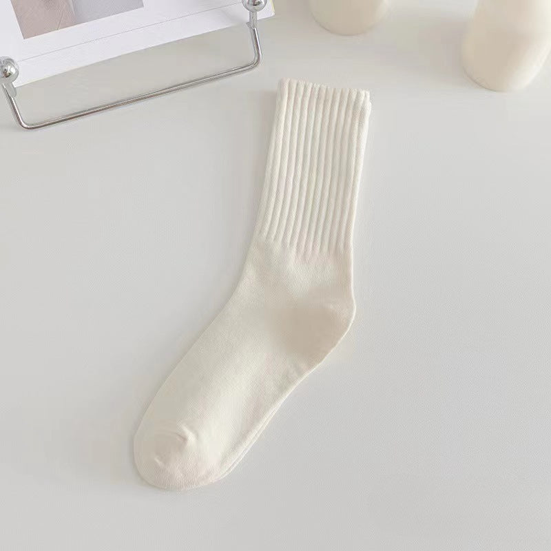 Ladies Rib Cuff Solid Color Over Ankle Socks SKASC4180