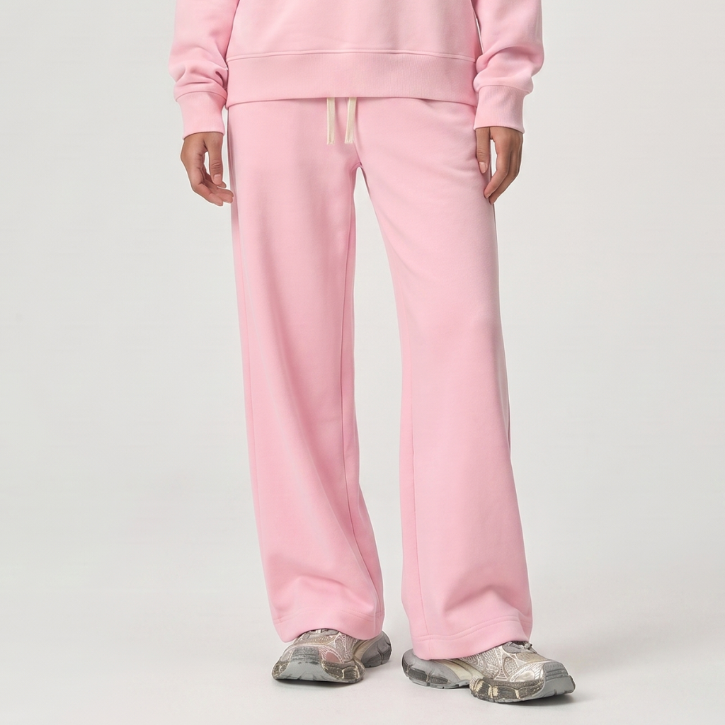 Unisex Spring Cotton Wide-Leg Drawstring Pocket Sweatpants