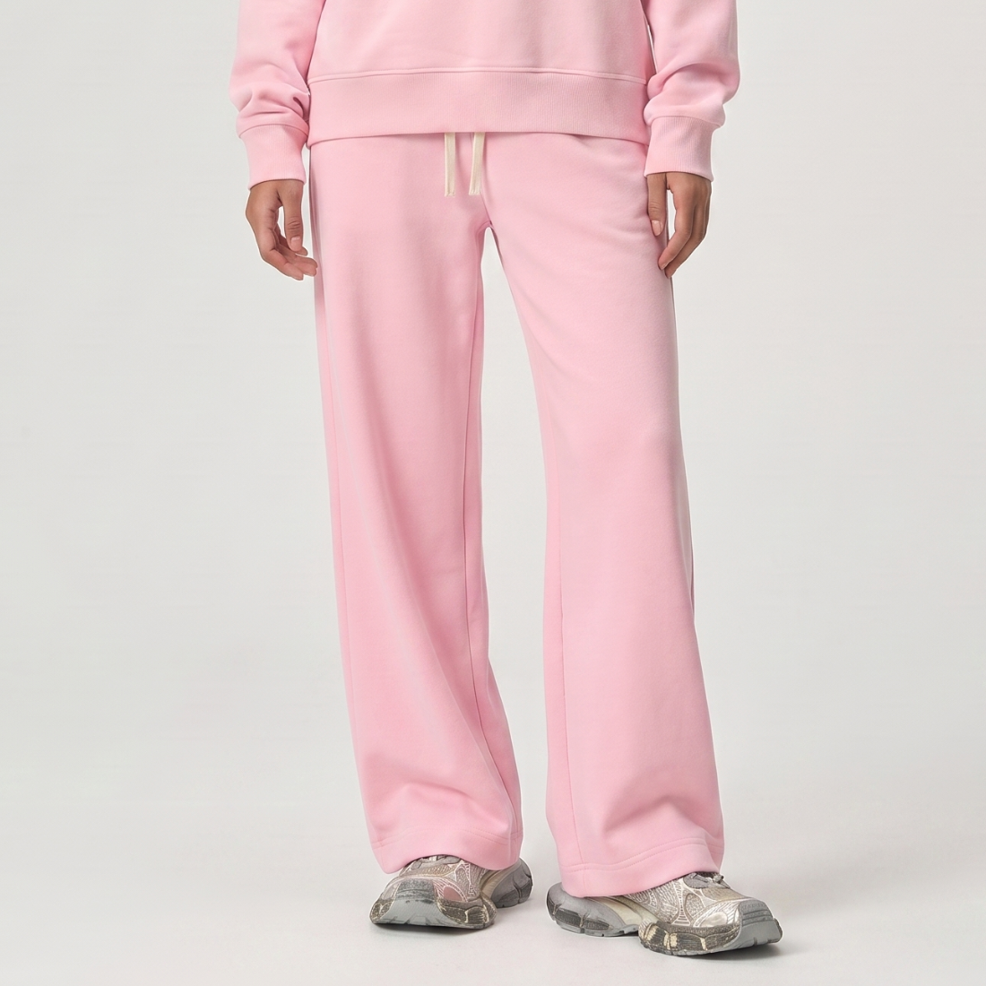 Unisex Spring Cotton Wide-Leg Drawstring Pocket Sweatpants