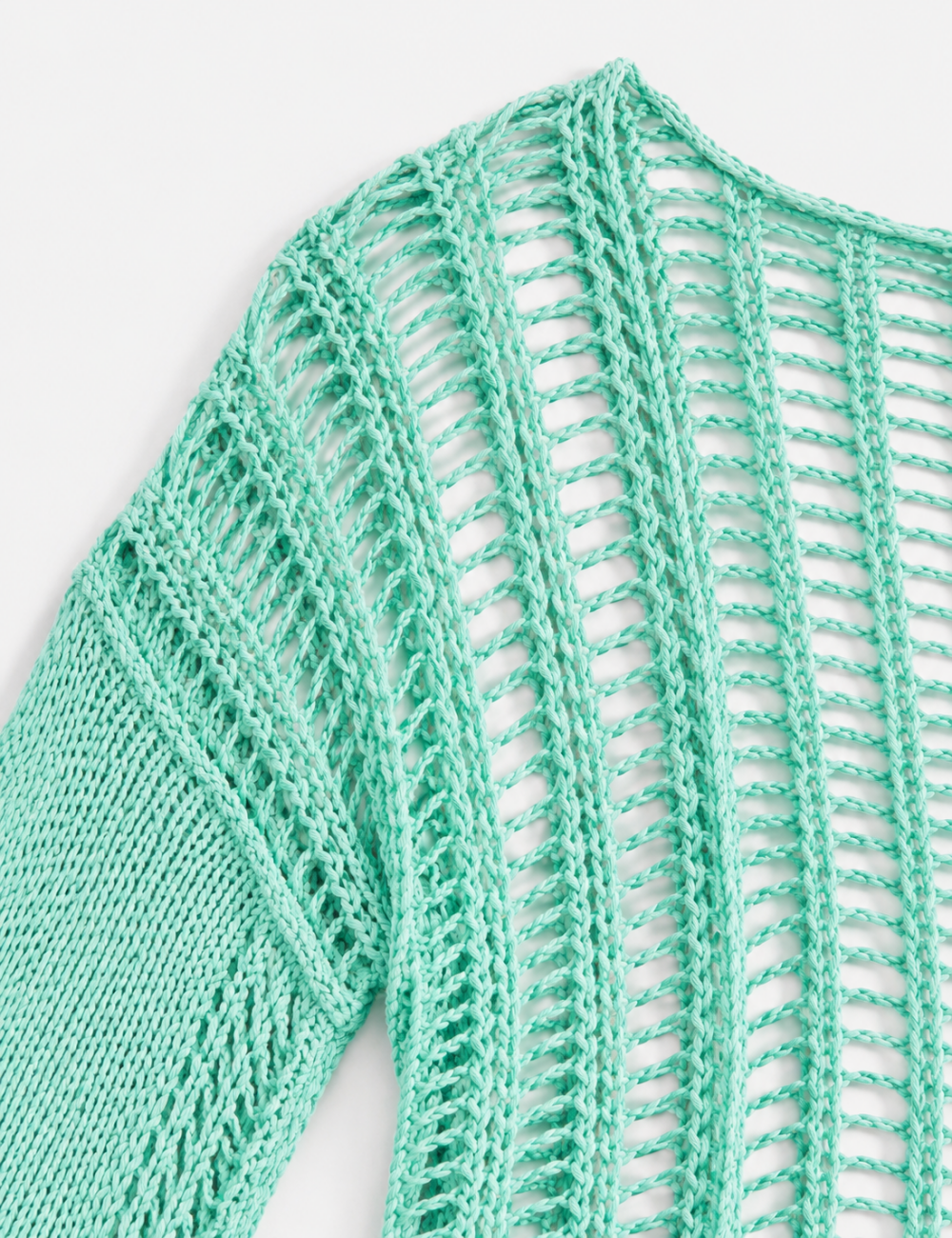 Ladies Long Sleeve Knit Mesh Hollow Out Cropped Cover Up