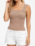 Ladies Floral Pattern Square Neck Crop Tank Top