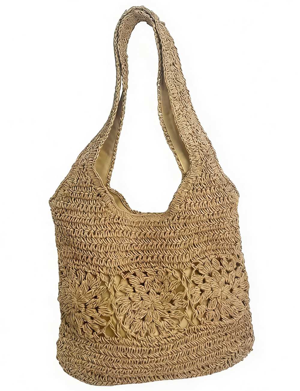 Ladies Boho Crochet Woven Summer Beach Shoulder Bag