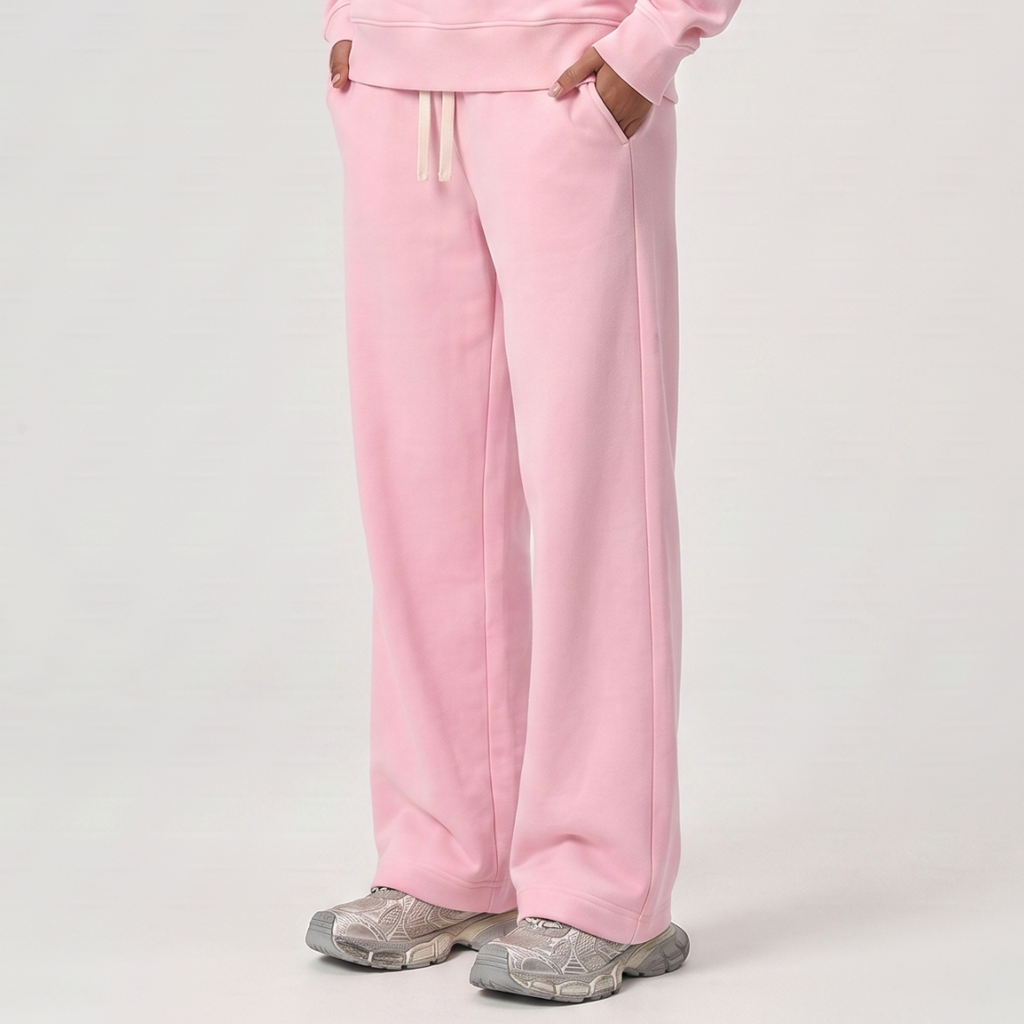 Unisex Spring Cotton Wide-Leg Drawstring Pocket Sweatpants