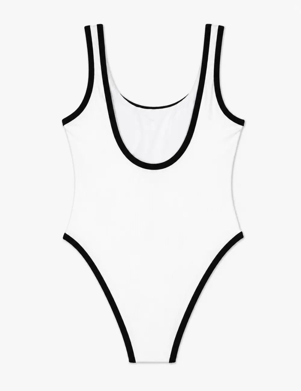 Ladies Contrast Trim Front Button Accent One Piece Swimsuit