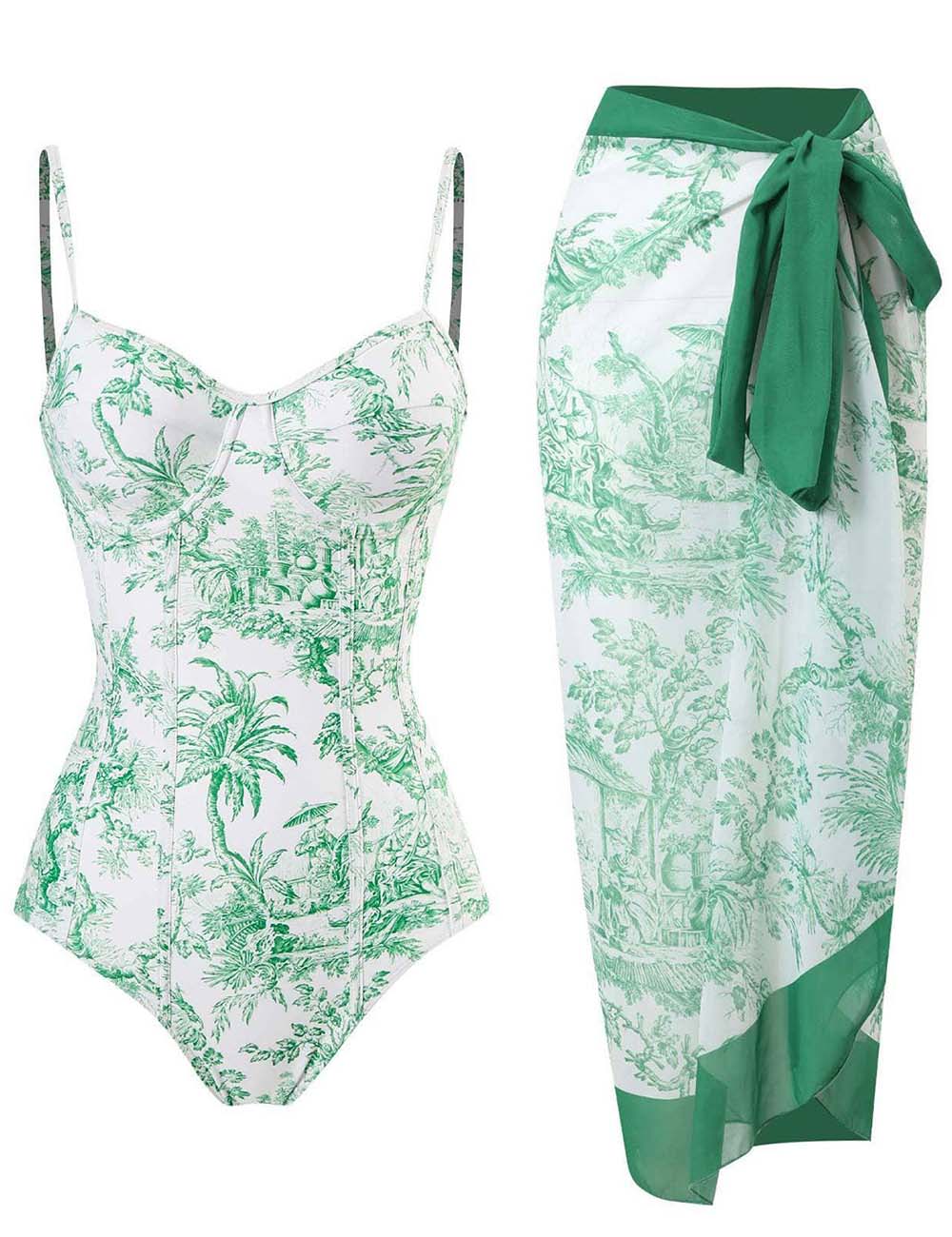 Open Back One Piece Swimsuit with Cover Up 8BK3WST282
