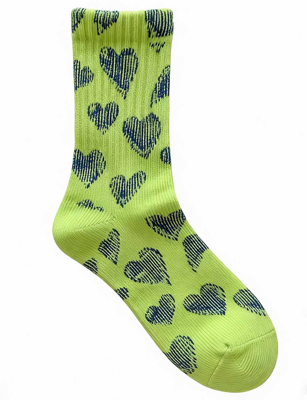 Ladies Valentine's Heart Pattern Ribbed Edge Knit Midi Calf Socks