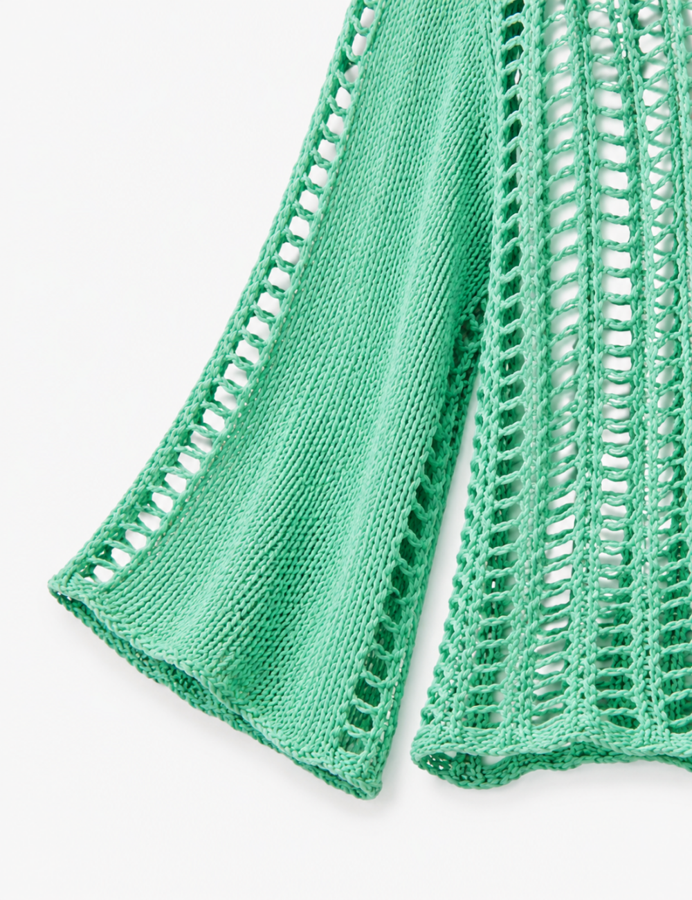 Ladies Long Sleeve Knit Mesh Hollow Out Cropped Cover Up
