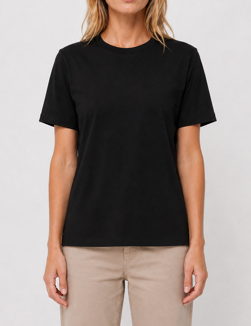 Ladies Casual Solid Round Neck Short Sleeves Basic T-Shirt