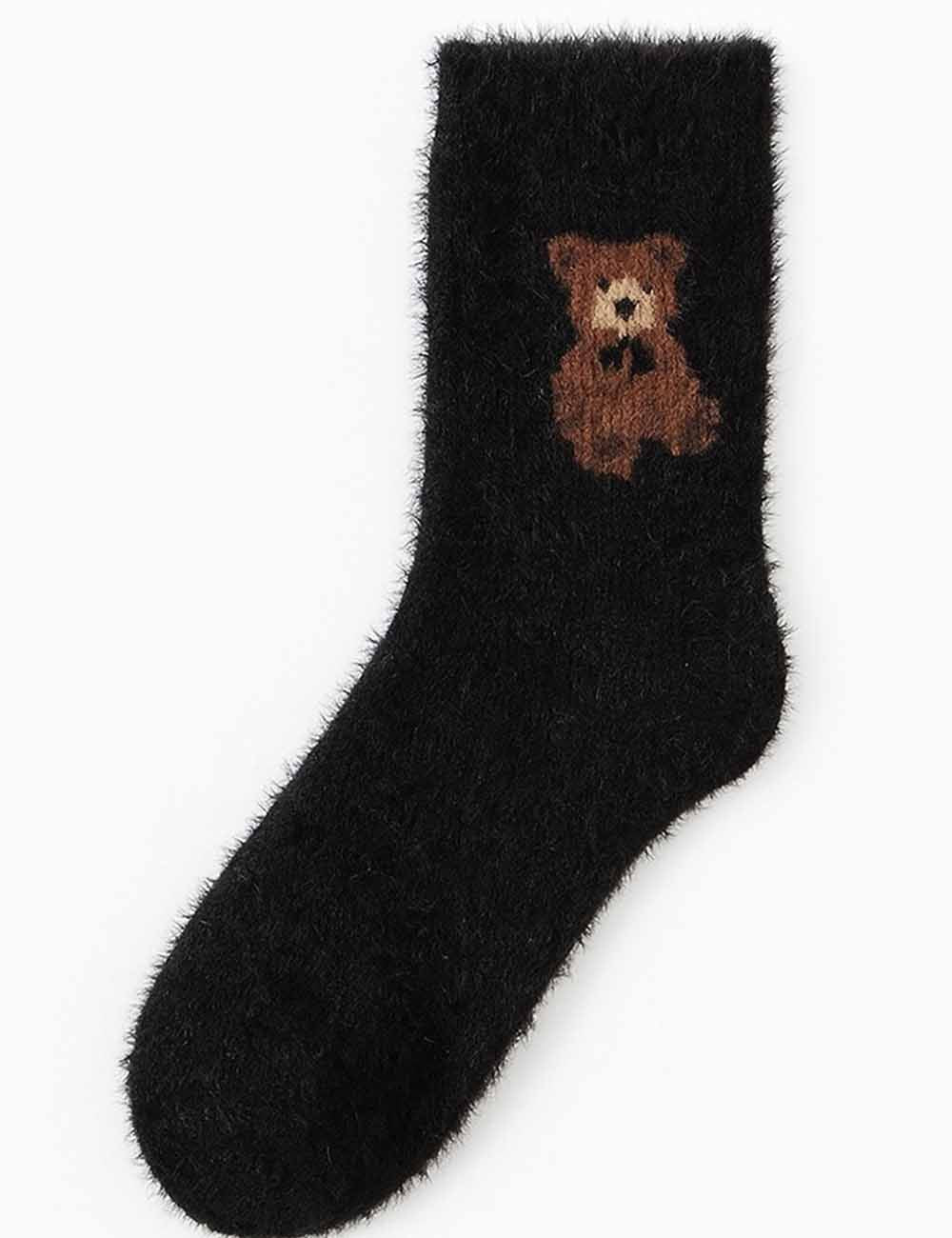 Ladies Fuzzy Cozy Teddy Bear Midi Calf Socks