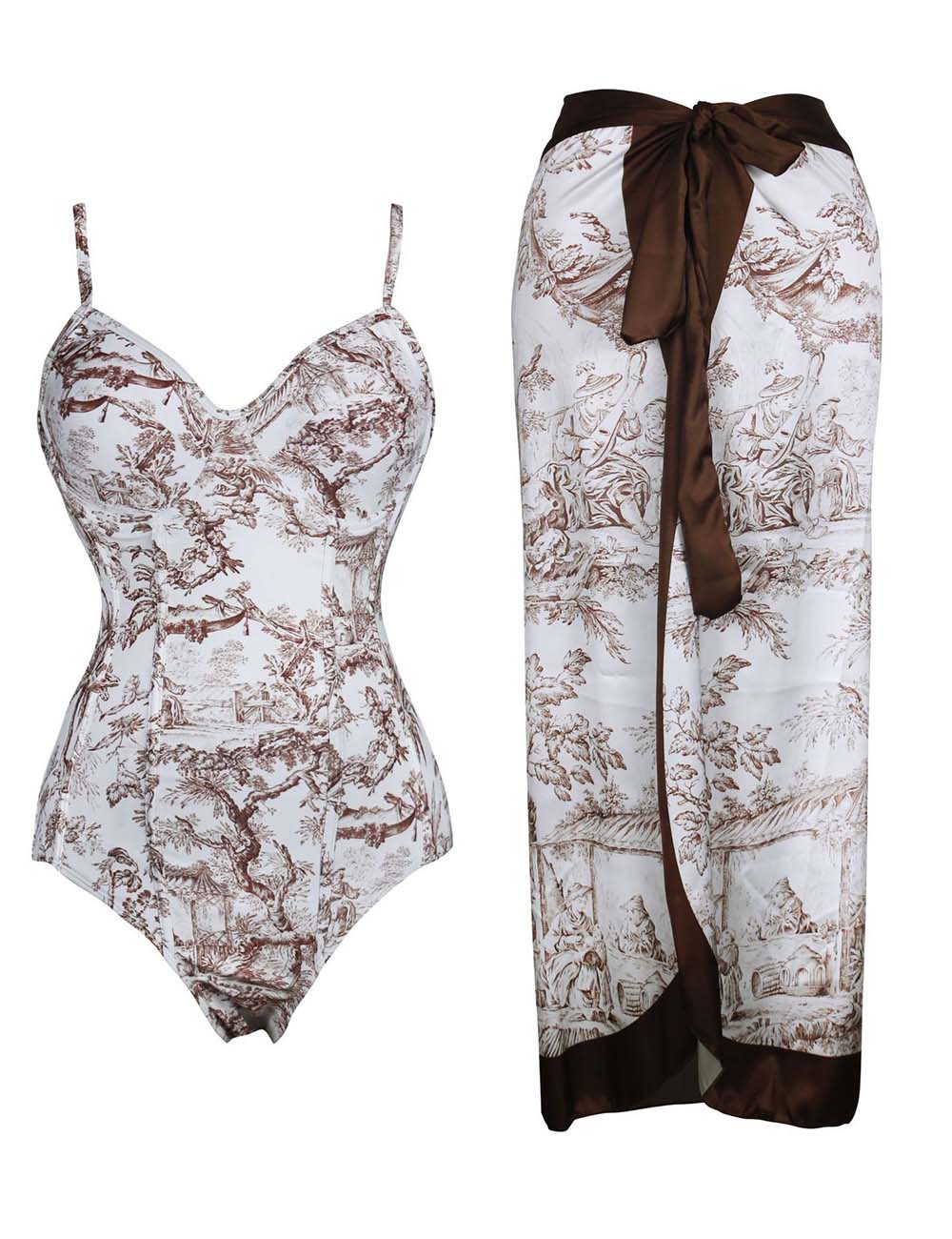 Open Back One Piece Swimsuit with Cover Up 8BK3WST282