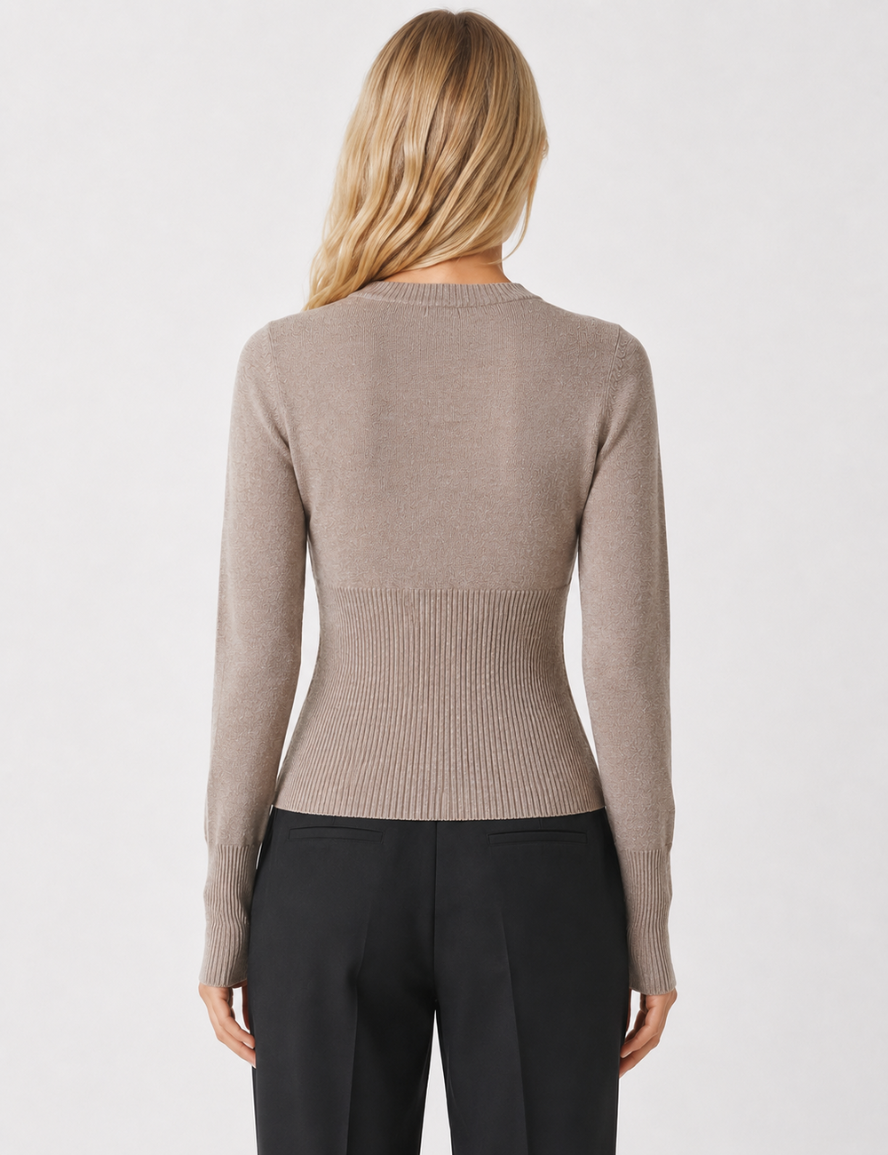 Ladies Button Front Ribbed Knit Cardigan