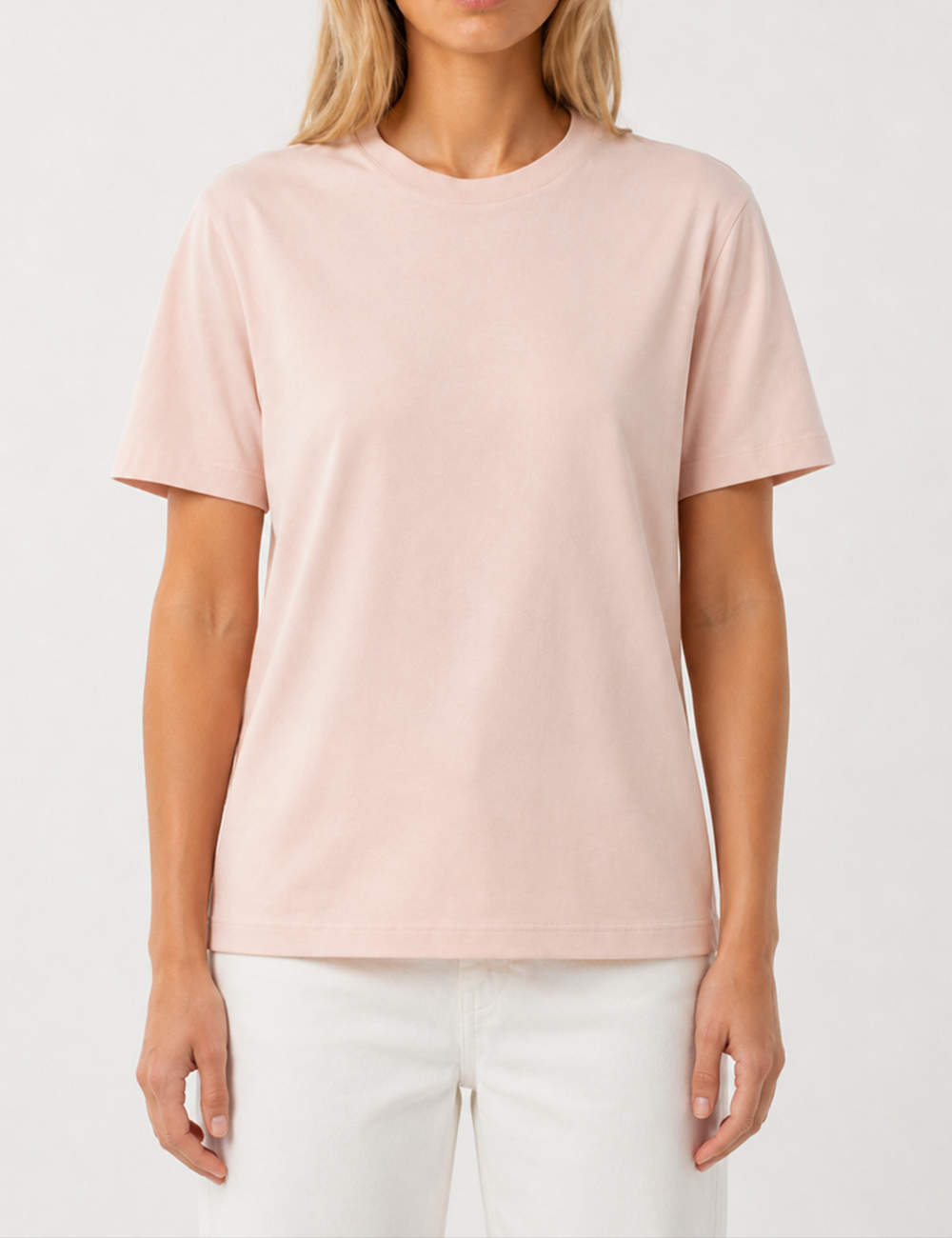 Ladies Casual Solid Round Neck Short Sleeves Basic T-Shirt