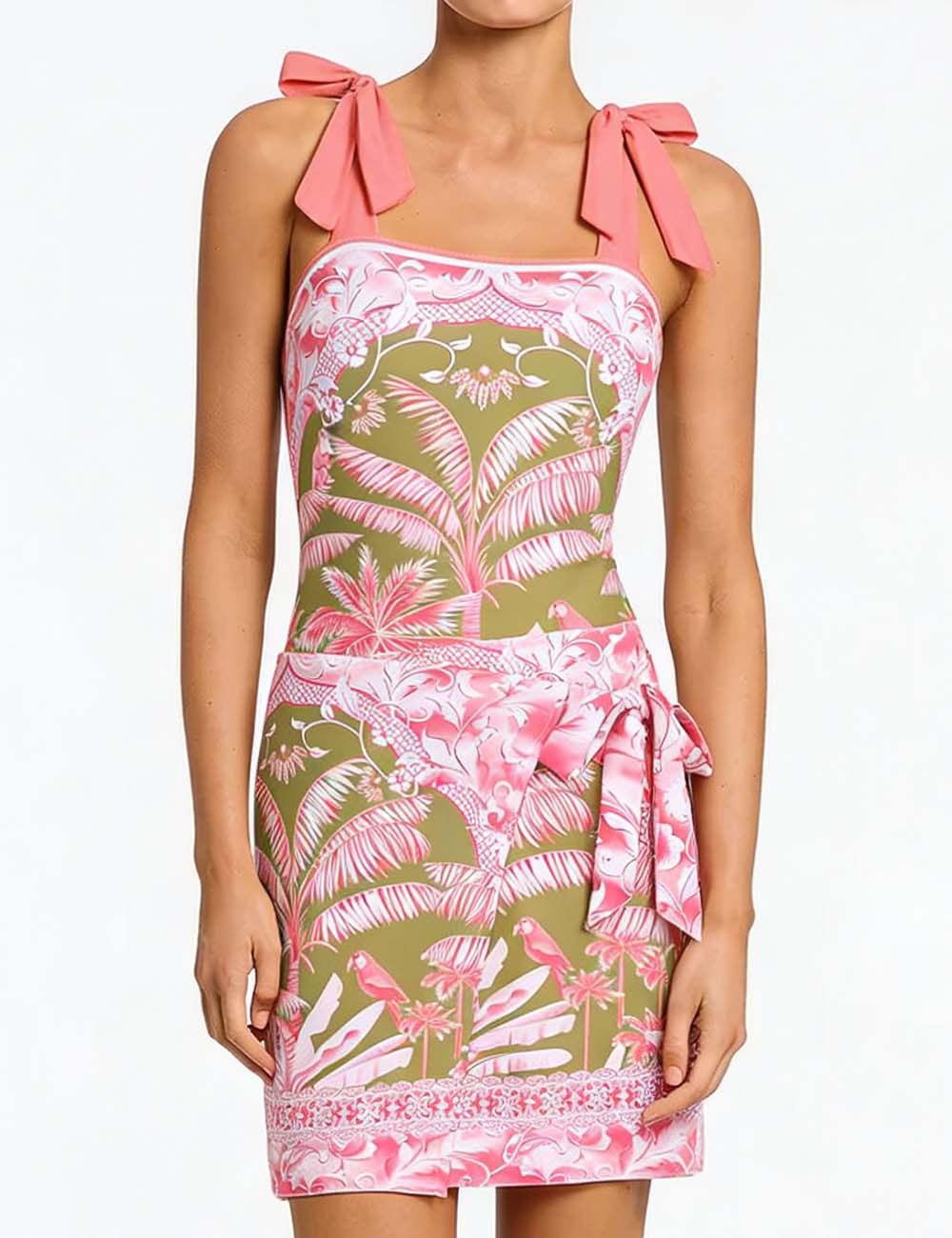 Ladies Tropical Print One Piece Swimsuit with Sarong