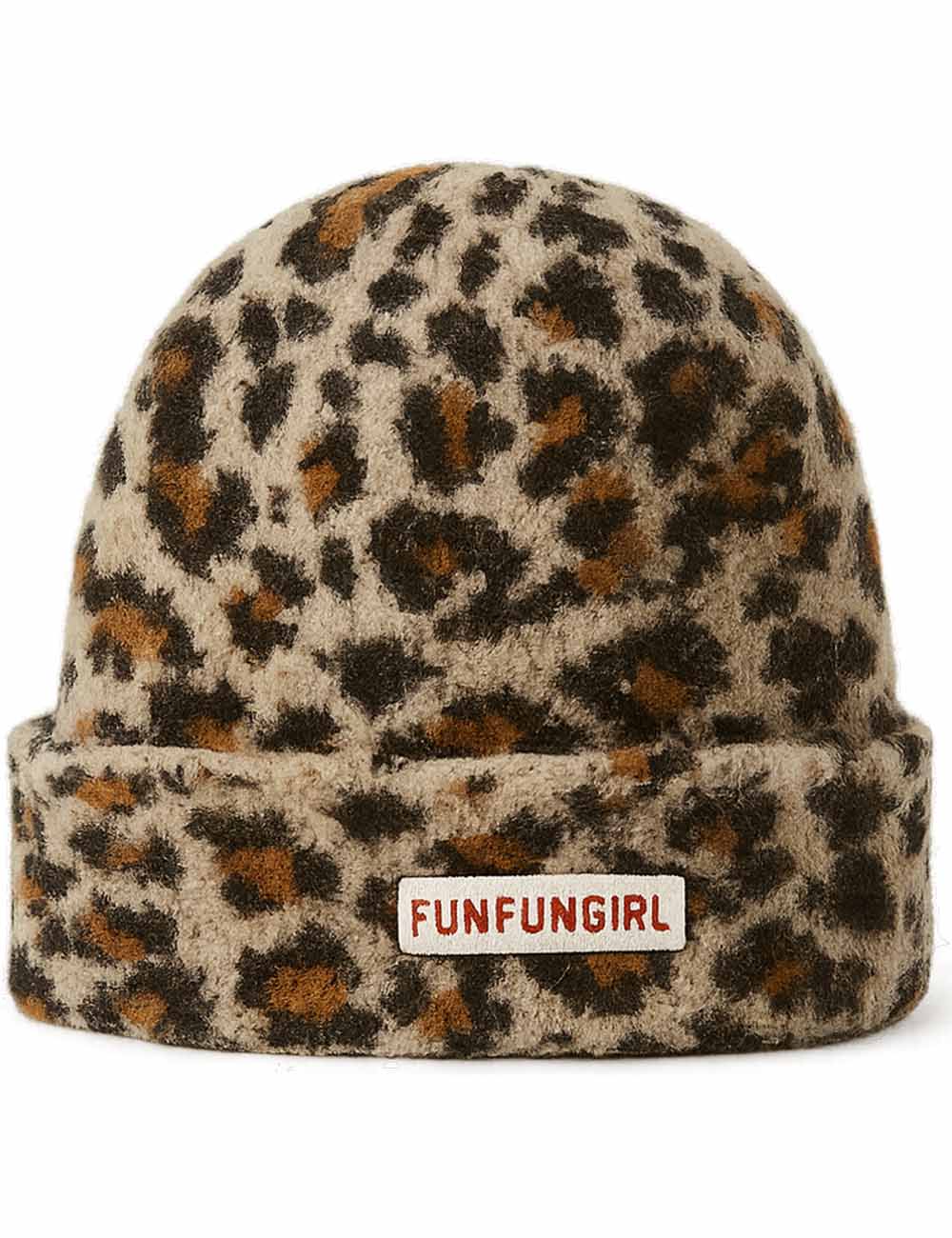 Ladies Vintage Leopard Folded Knit Dome Hat