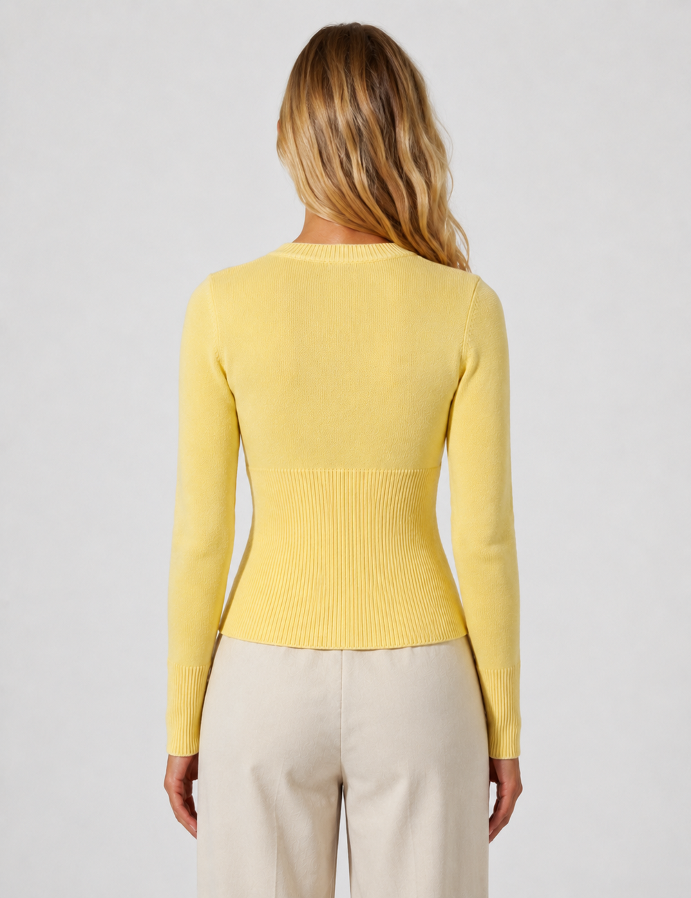 Ladies Button Front Ribbed Knit Cardigan
