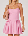 Ladies Chic Spaghetti Strap Flared Hem Bustier Cami Mini Dress